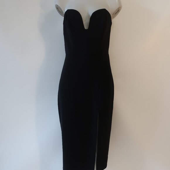 NWT Womens Amanda Uprichard Black Strapless Midi Dress M - Picture 1 of 13